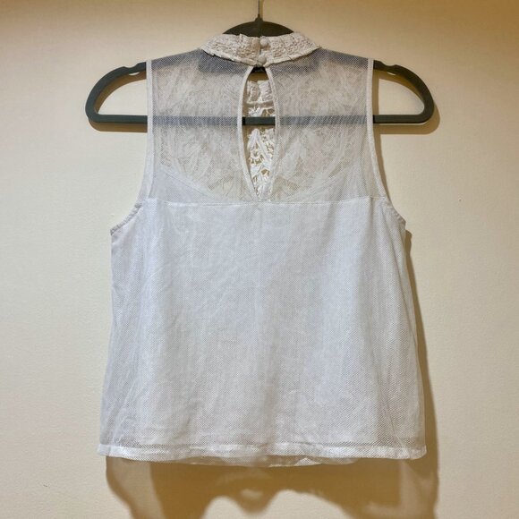 Stunning Topshop Crocheted Lace & Mesh Sleeveless Blouse - Size 4 - Picture 5 of 16